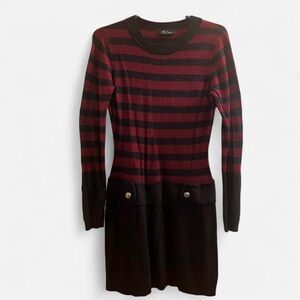 Red and Black striped sweater dress